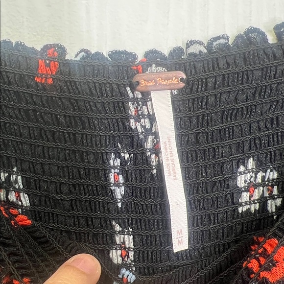 Free People - Delta Dawn Midnight Combo Colorful Floral Mesh Blouse SZ Medium - Picture 8 of 10